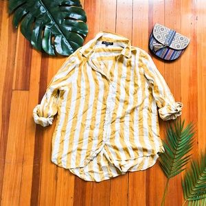 Casual striped high low drapey shirt